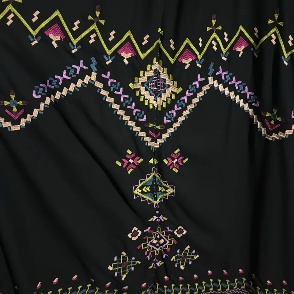 Anthropologie Embroidered Tie Strap Maxi Dress w/ Pockets Size: S - Picture 8 of 12